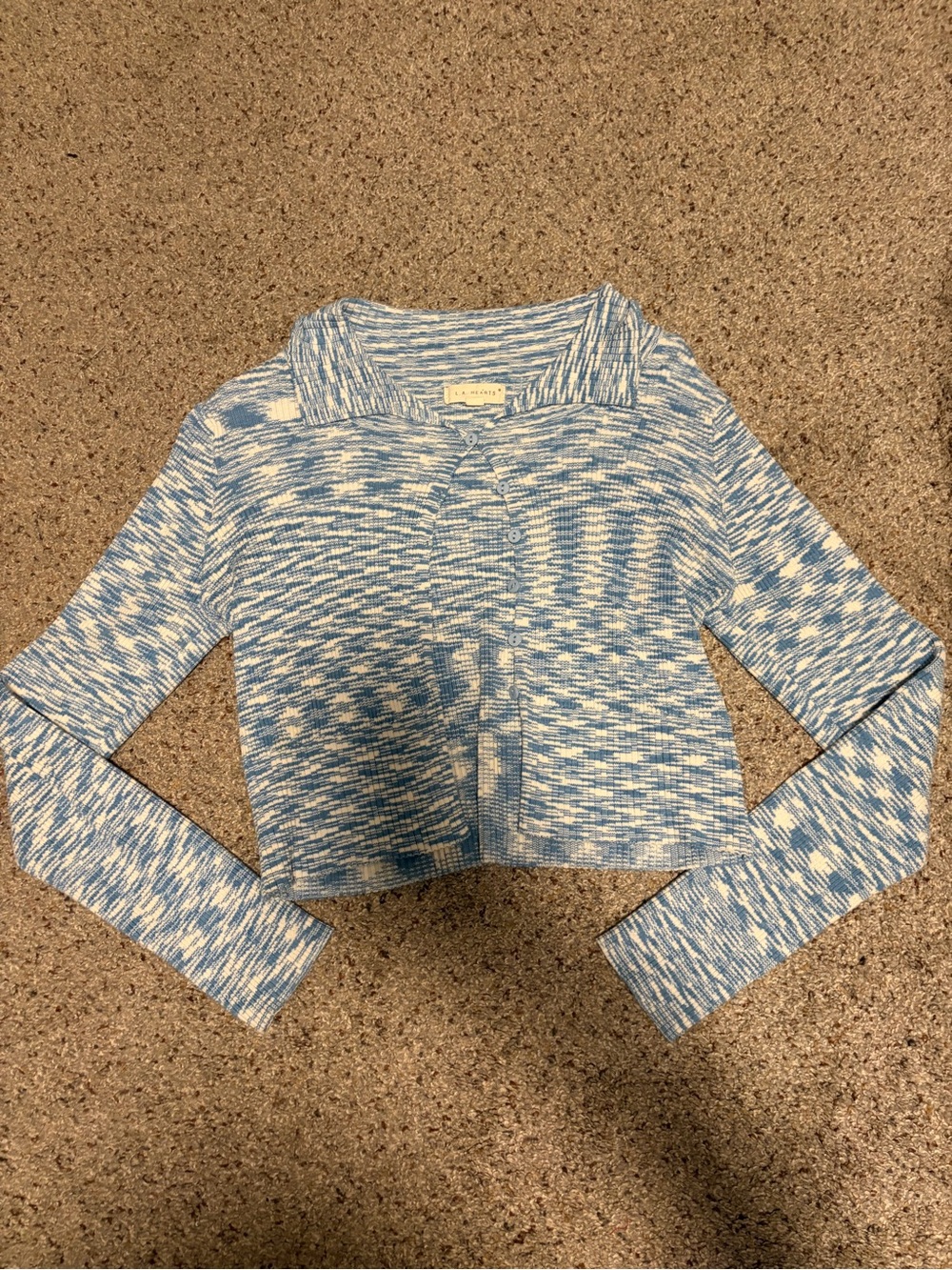 L.A. Hearts Blue and White Striped Knit Cardigan